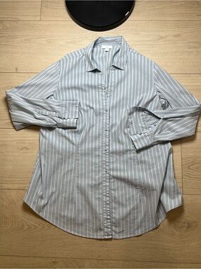 J.Jill top blue & white striped button down women’s 1x long sleeve